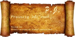 Preiszig József névjegykártya